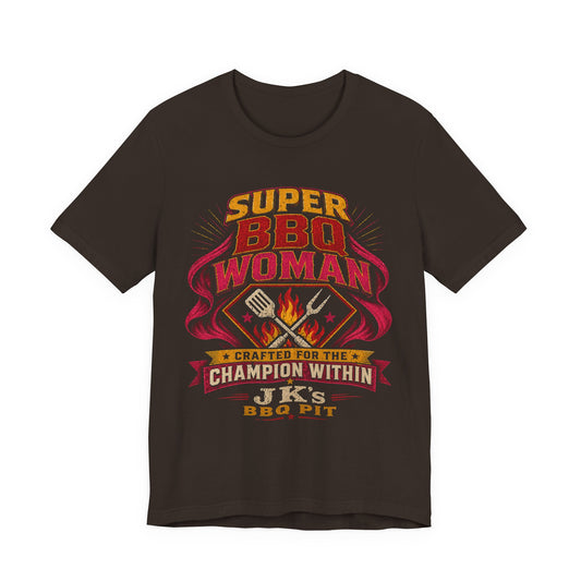 BBQ Woman T-Shirt — "Super BBQ Woman: Crafted for the Champion Within"