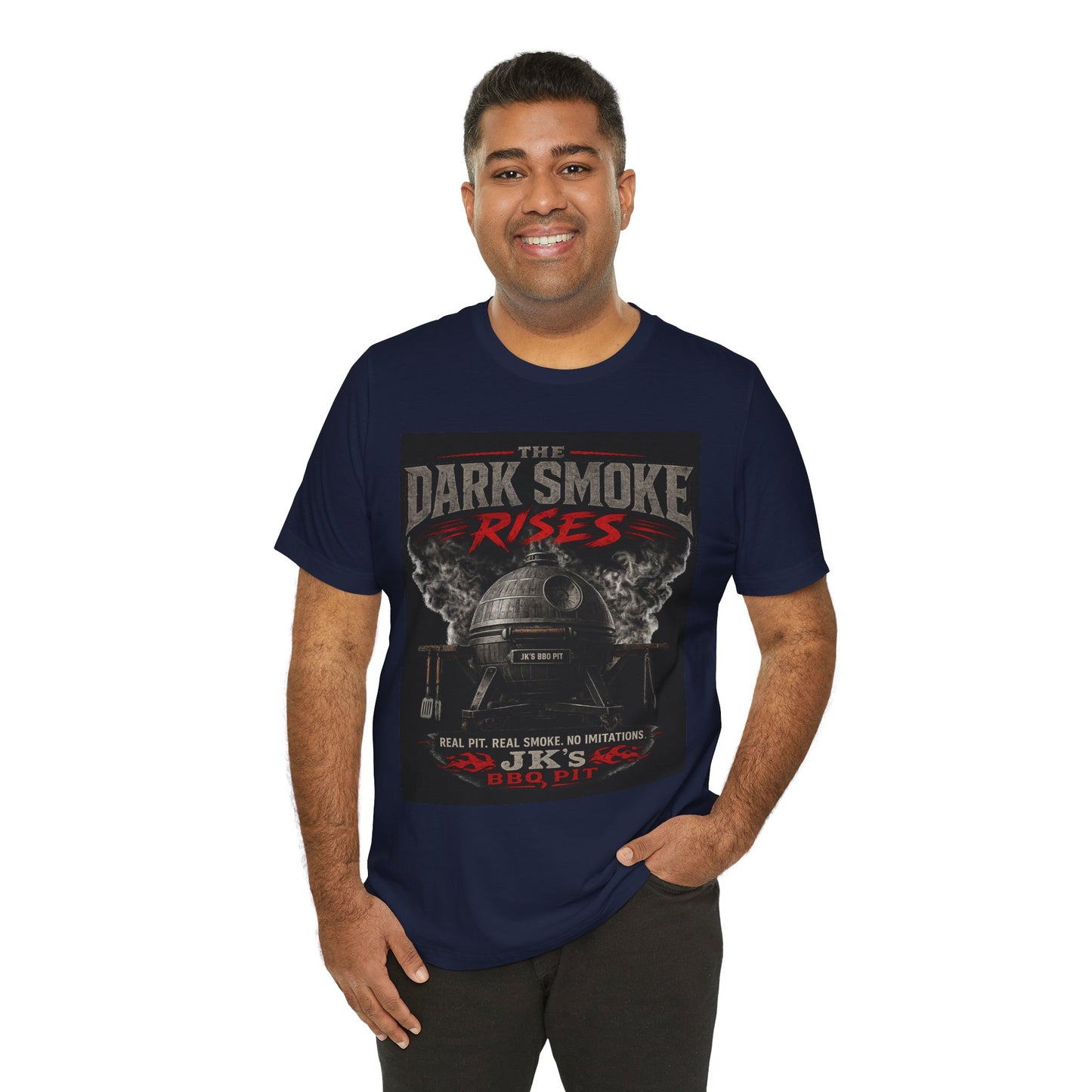 BBQ Grill T-Shirt — "The Dark Smoke Rises" Vintage Smoker Tee