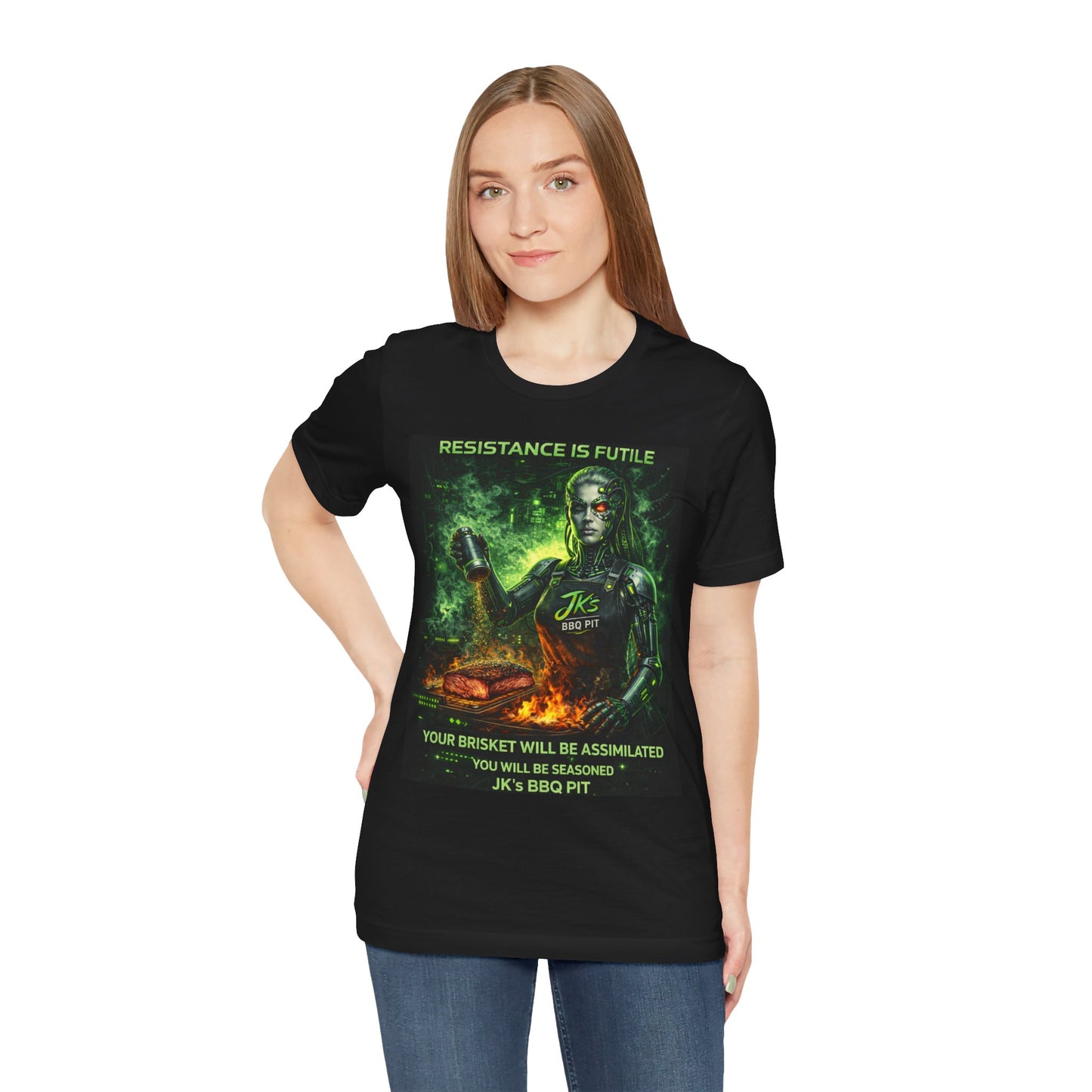 JK’s BBQ Pit “Resistance Is Futile” T-Shirt – Funny BBQ Pitmaster Tee