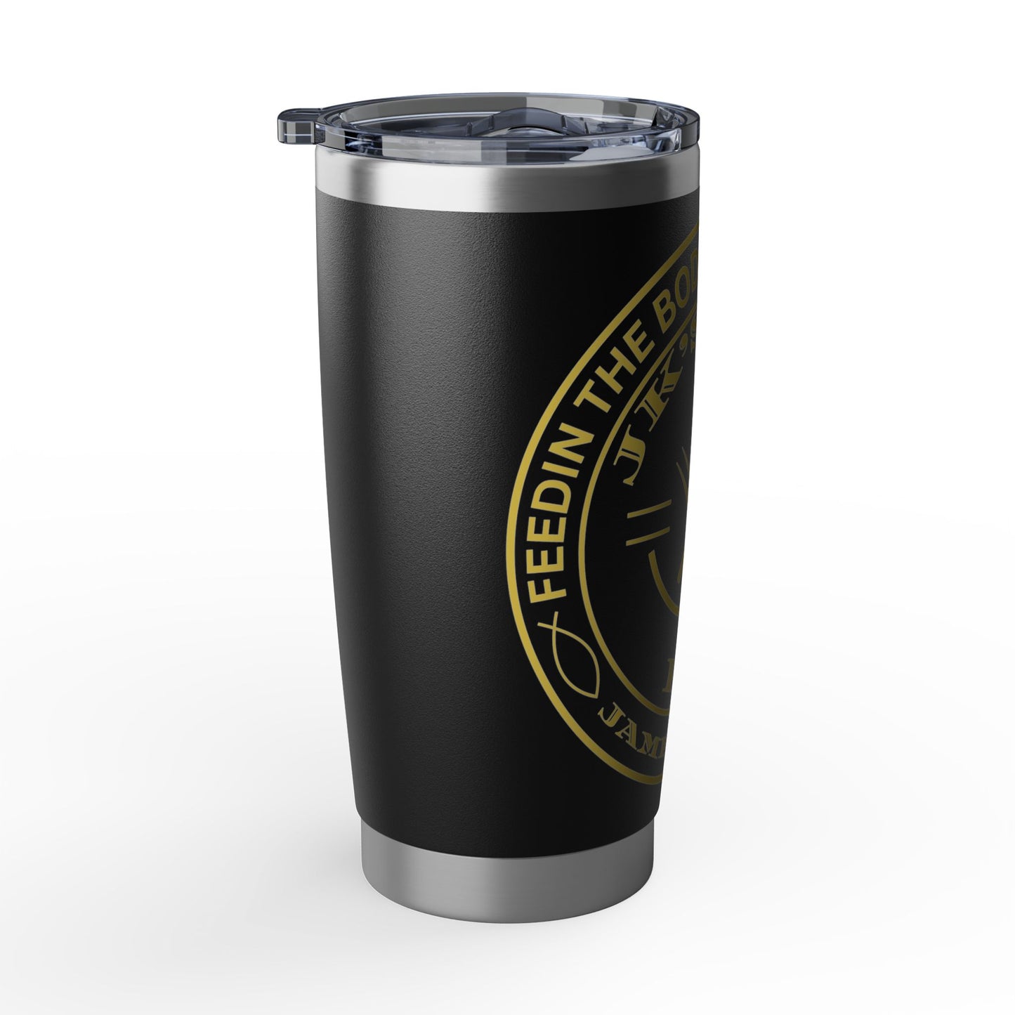 JK’s BBQ Pit 20 oz Stainless Steel Tumbler – “The Body Feeding” BBQ Travel Cup