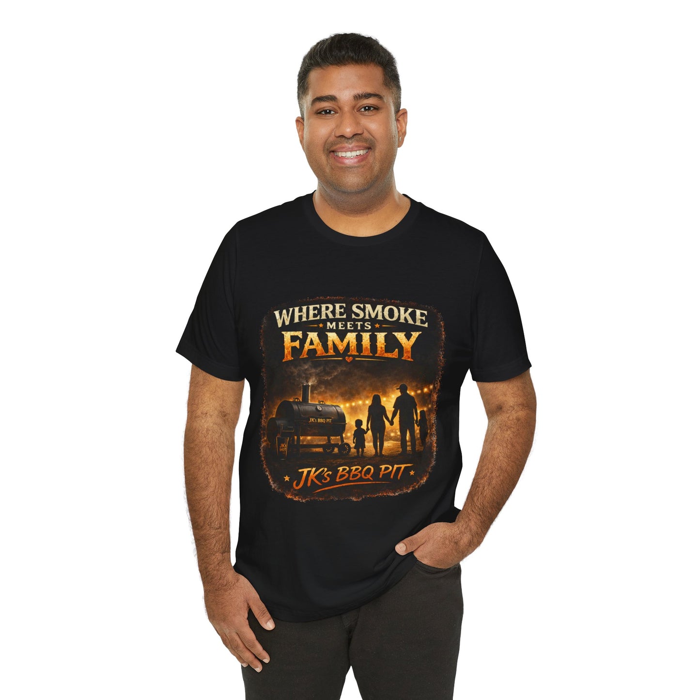 BBQ Family T-Shirt – “Where Smoke Meets Family” Grilling Tee