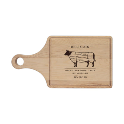 Engraved Beef Cuts Wooden Cutting Board — Butcher Diagram Serving & Prep Board
