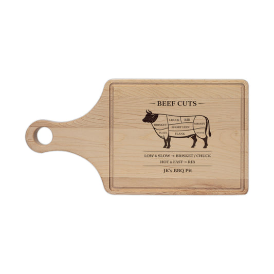 Engraved Beef Cuts Wooden Cutting Board — Butcher Diagram Serving & Prep Board