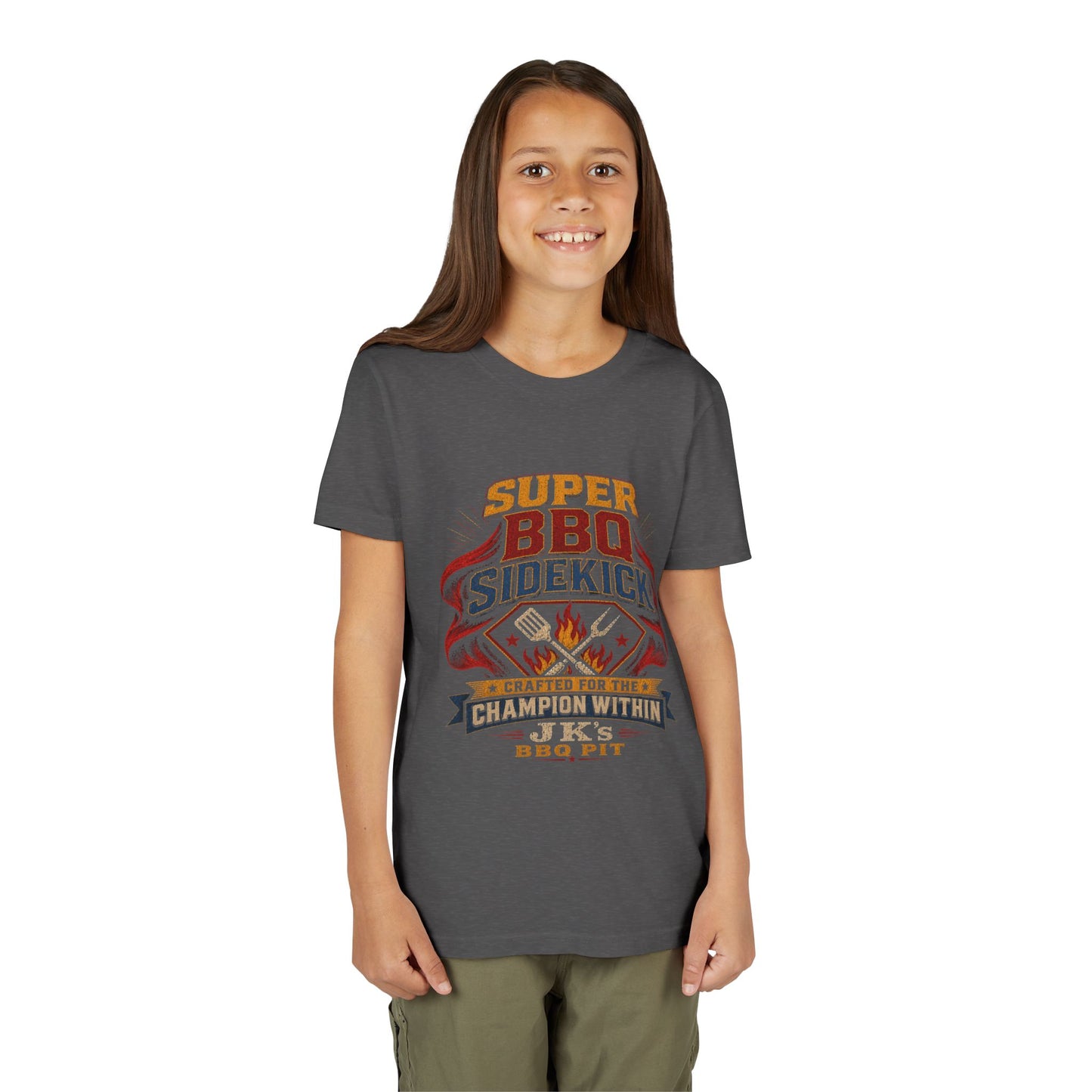 Youth Tee - "Super BBQ Sidekick" Kids Grilling T-Shirt