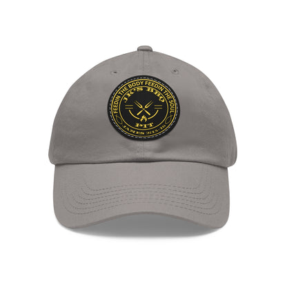 JK’s BBQ Pit Dad Hat – “Feed the Body, Feed the Soul” Leather Patch Cap