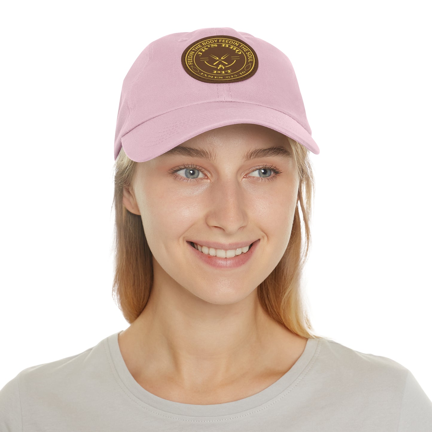 JK’s BBQ Pit Dad Hat – “Feed the Body, Feed the Soul” Leather Patch Cap