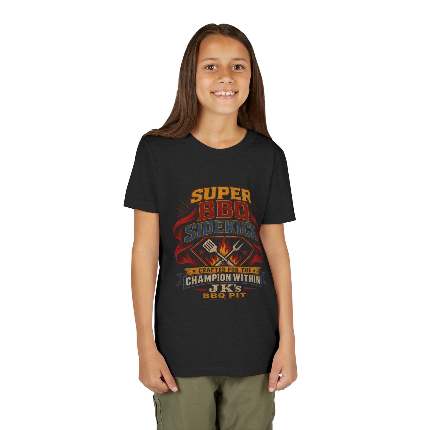 Youth Tee - "Super BBQ Sidekick" Kids Grilling T-Shirt