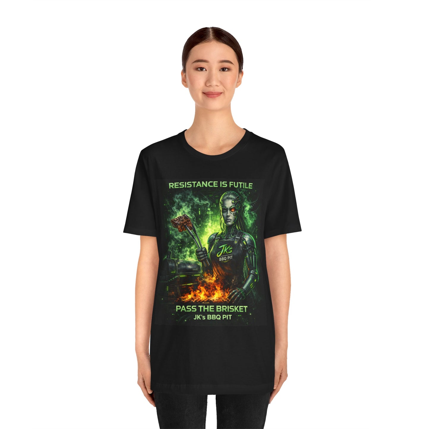 JK’s BBQ Pit “Resistance Is Futile – Pass the Brisket” T-Shirt | Funny BBQ Tee