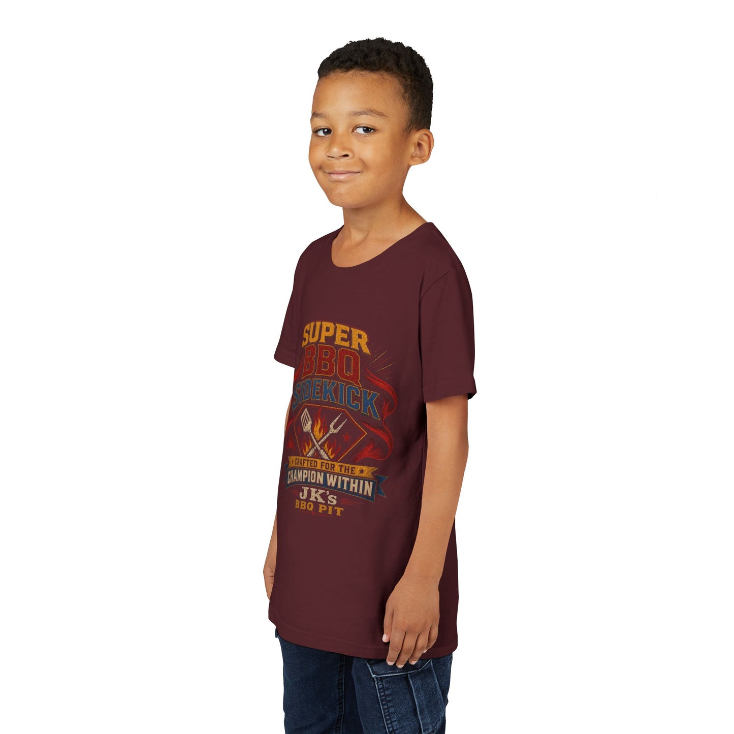 Youth Tee - "Super BBQ Sidekick" Kids Grilling T-Shirt