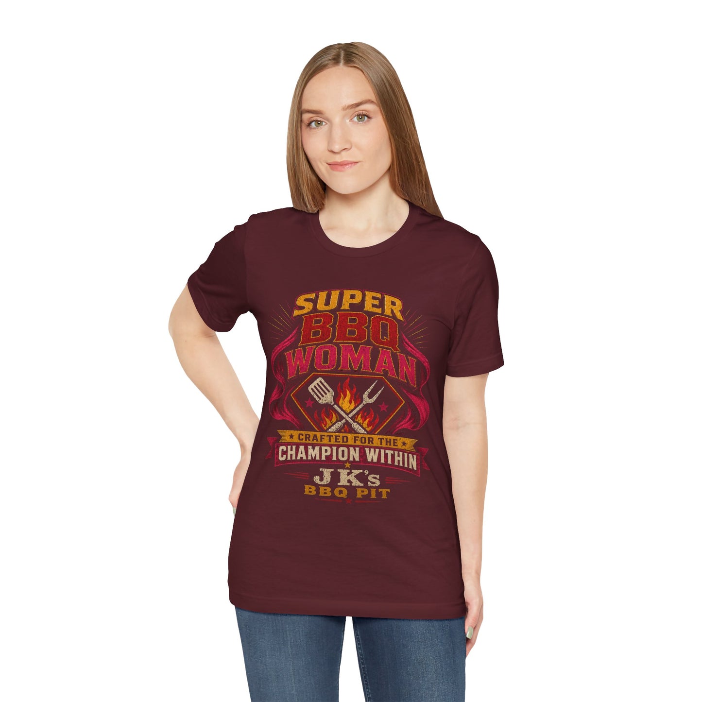 BBQ Woman T-Shirt — "Super BBQ Woman: Crafted for the Champion Within"