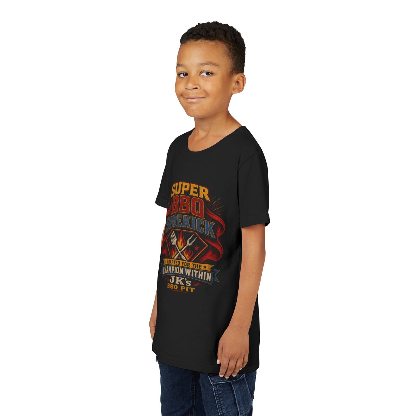 Youth Tee - "Super BBQ Sidekick" Kids Grilling T-Shirt