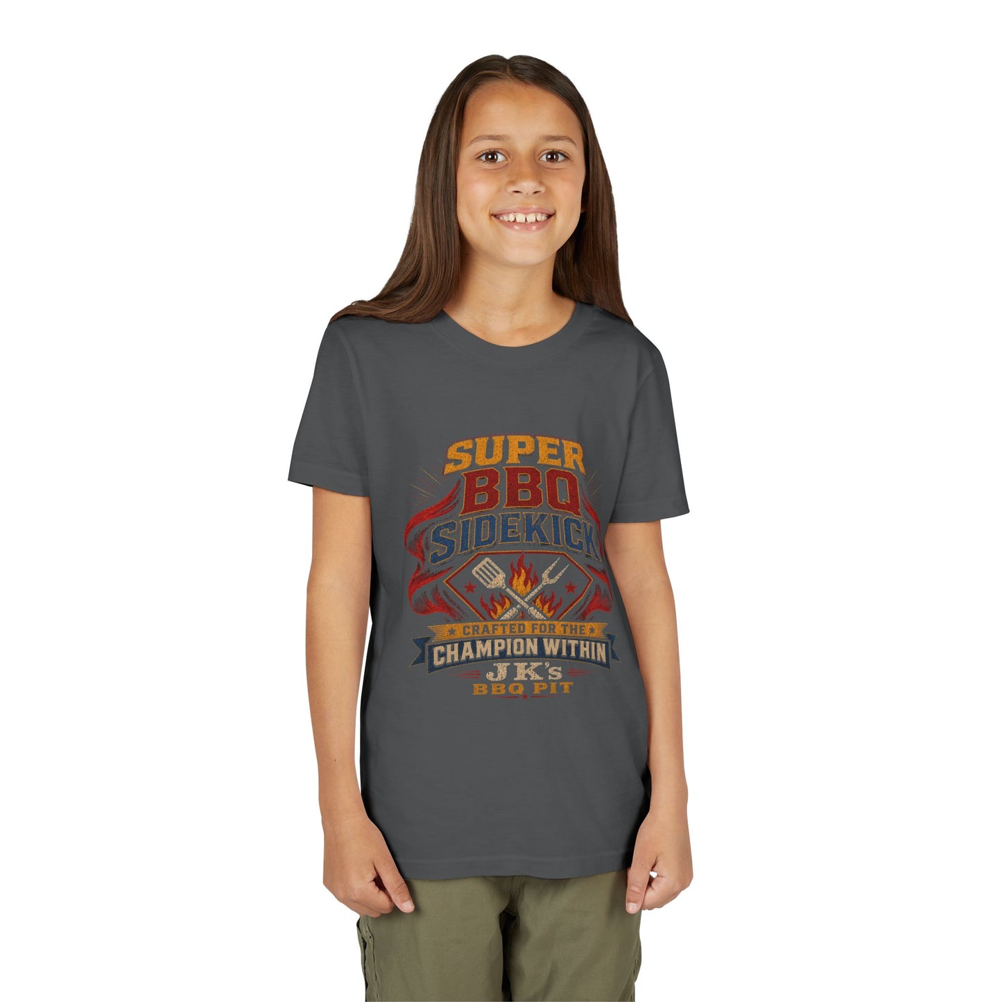 Youth Tee - "Super BBQ Sidekick" Kids Grilling T-Shirt
