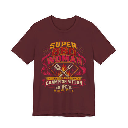 BBQ Woman T-Shirt — "Super BBQ Woman: Crafted for the Champion Within"