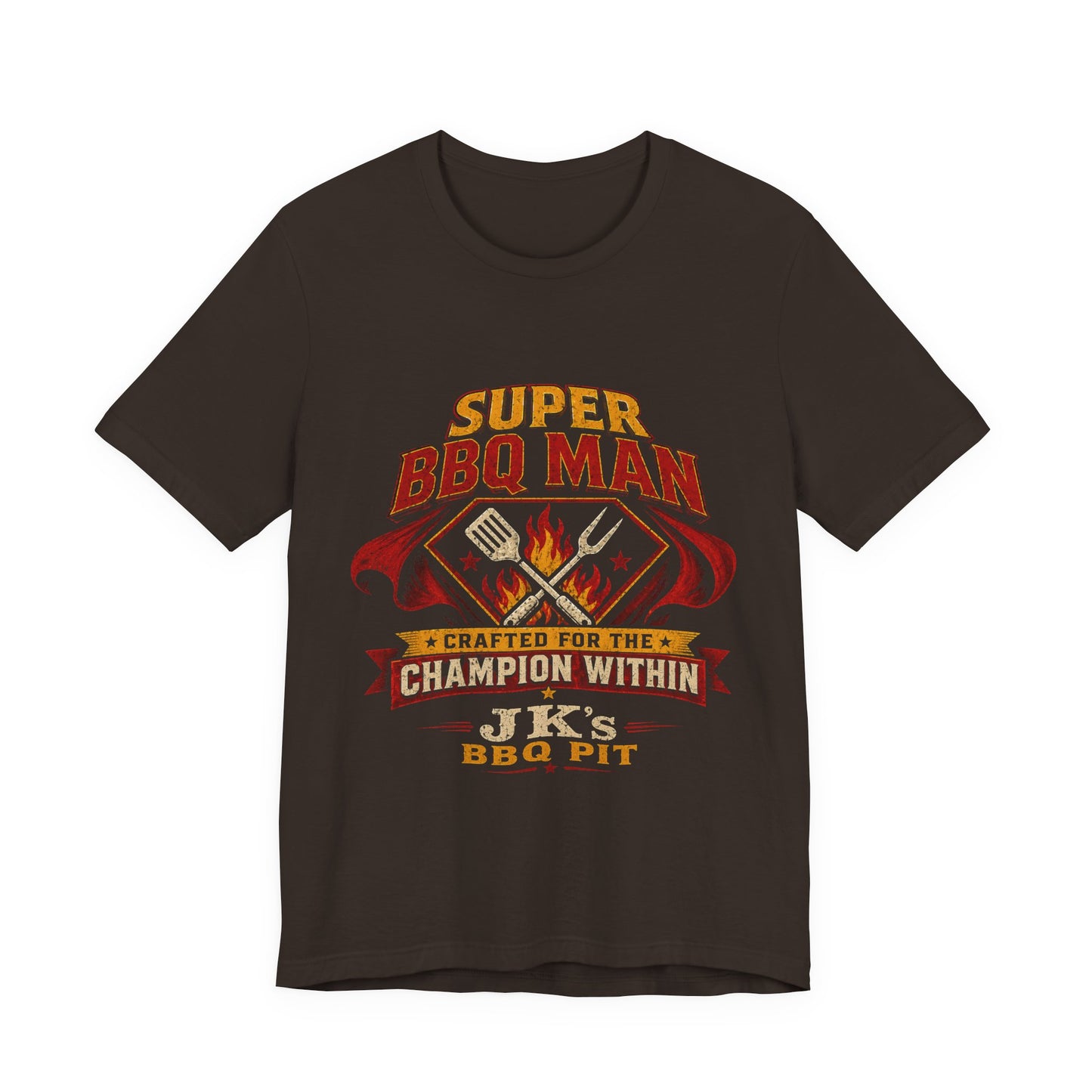 BBQ Man T-Shirt — "Super BBQ Man: Crafted for the Champion Within" Grilling Tee (Customizable JK's BBQ Pit)