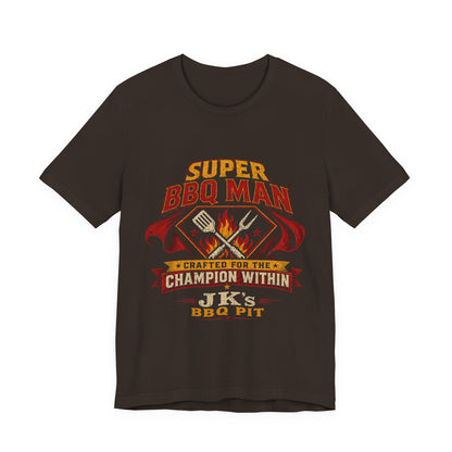 BBQ Man T-Shirt — "Super BBQ Man: Crafted for the Champion Within" Grilling Tee (Customizable JK's BBQ Pit)