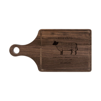 Engraved Beef Cuts Wooden Cutting Board — Butcher Diagram Serving & Prep Board