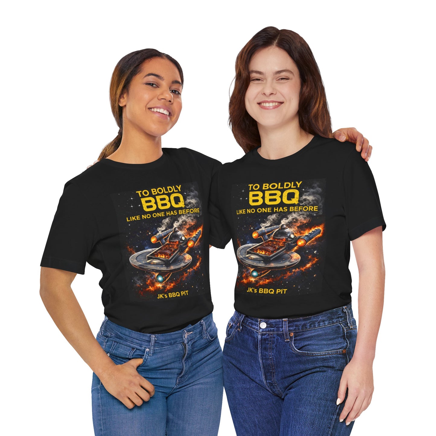 JK’s BBQ Pit “To Boldly BBQ” T-Shirt – Pitmaster Grilling Tee
