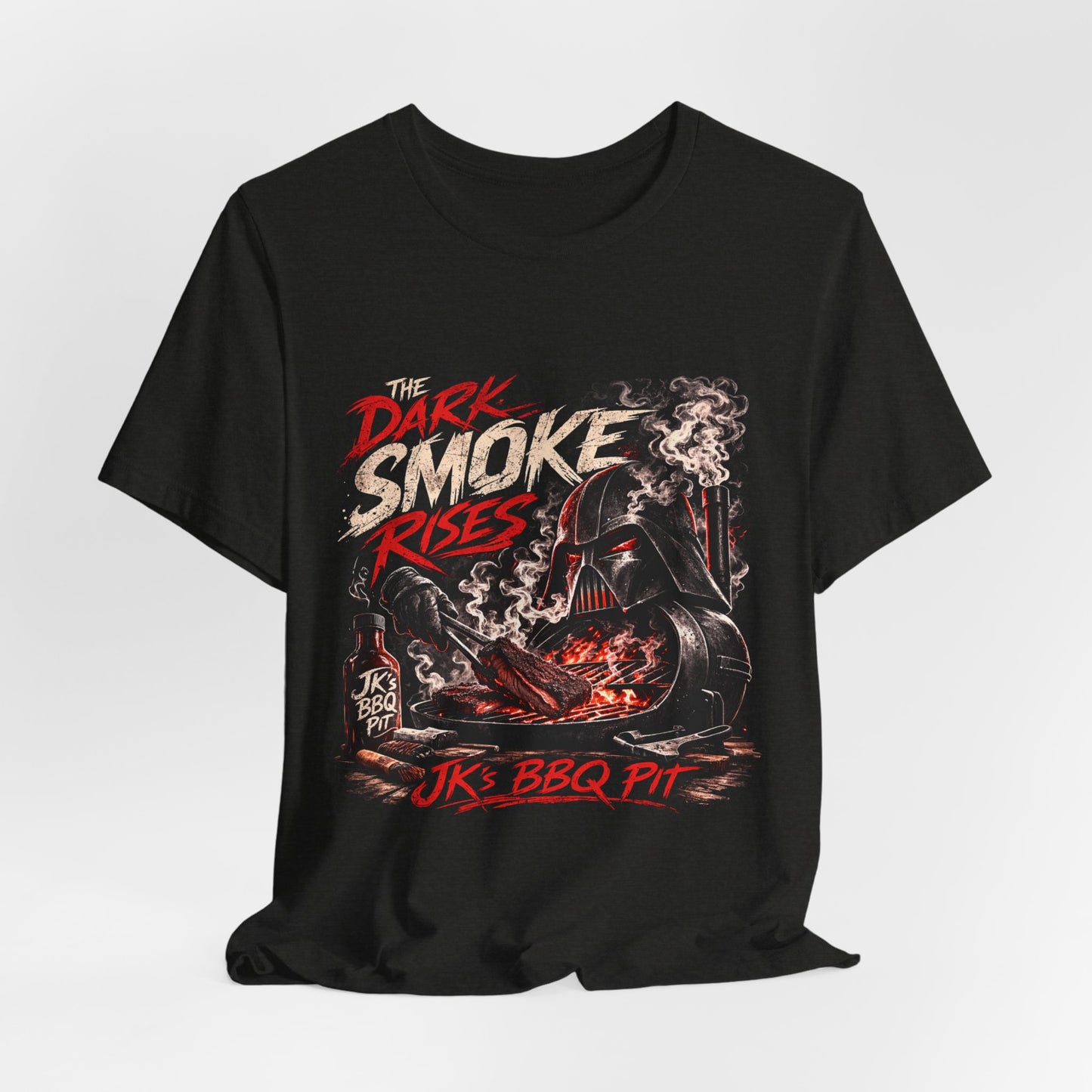 JK’s BBQ Pit “The Dark Smoke Rises” T-Shirt – Pitmaster Grill Tee
