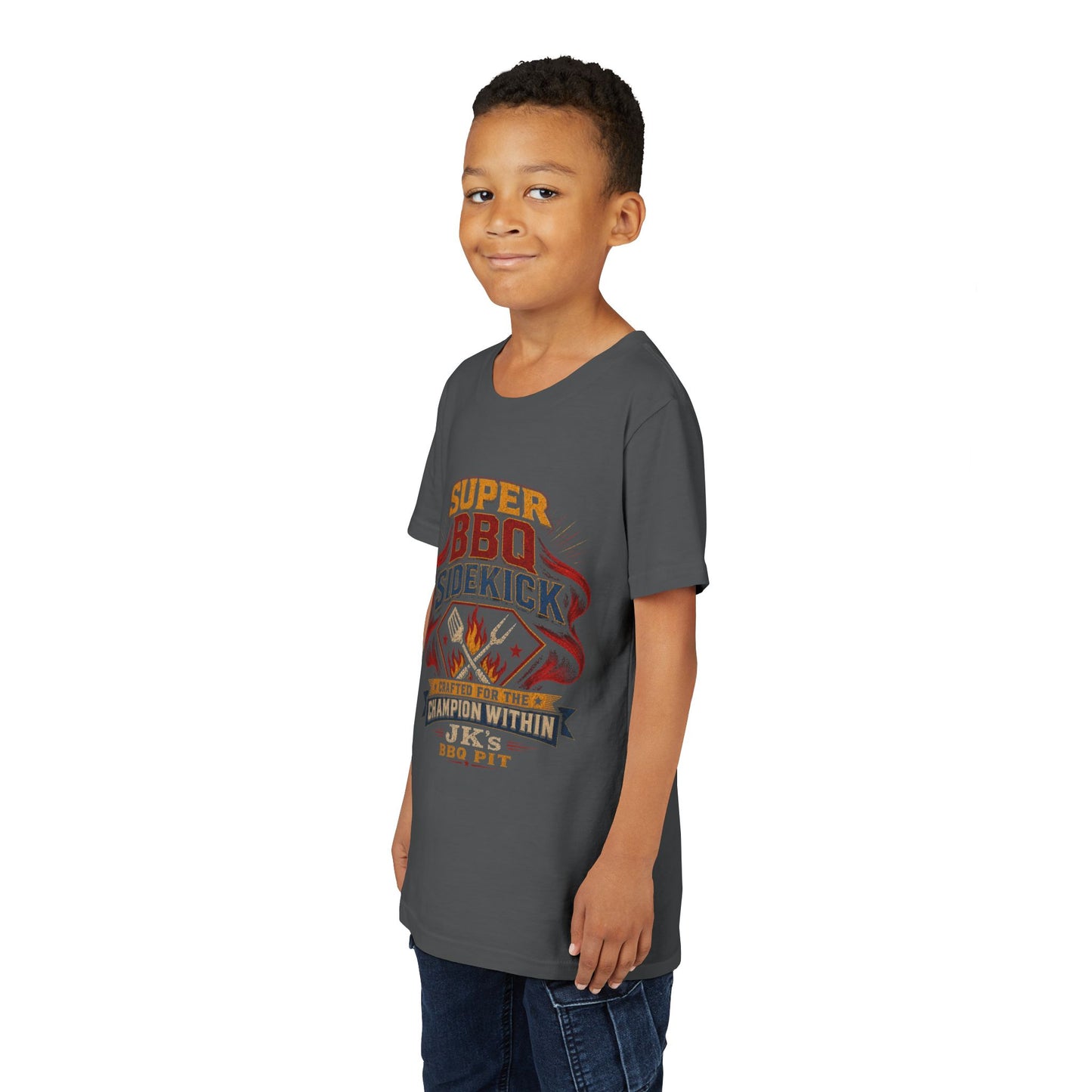Youth Tee - "Super BBQ Sidekick" Kids Grilling T-Shirt