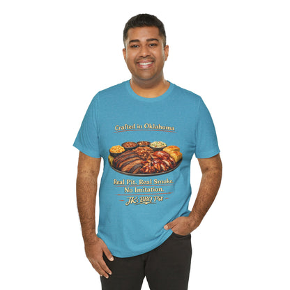 BBQ Pit T-Shirt — “Crafted in Oklahoma: Real Pit, Real Smoke”