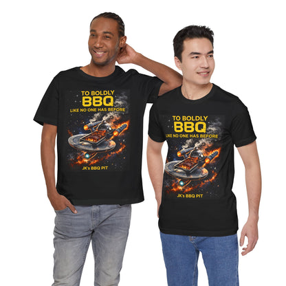 JK’s BBQ Pit “To Boldly BBQ” T-Shirt – Pitmaster Grilling Tee
