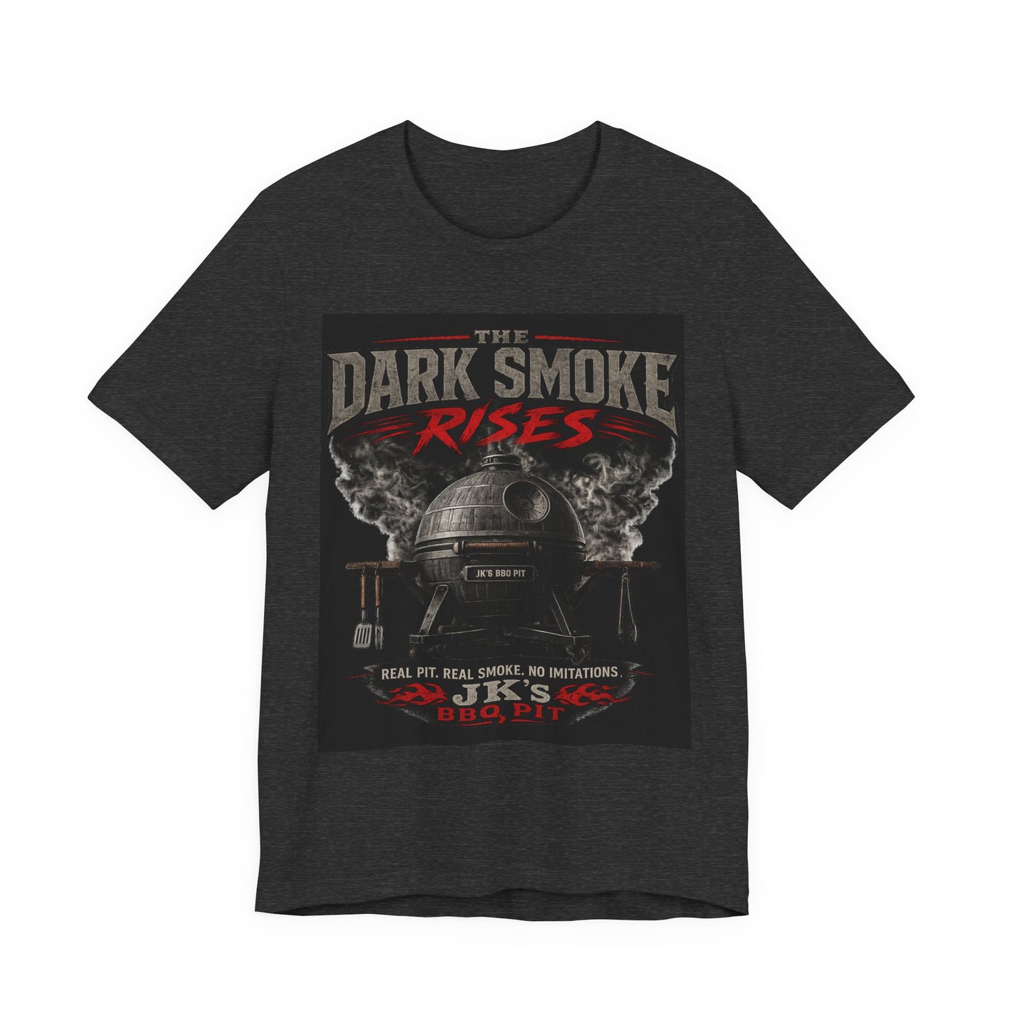 BBQ Grill T-Shirt — "The Dark Smoke Rises" Vintage Smoker Tee
