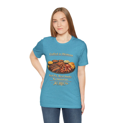 BBQ Pit T-Shirt — “Crafted in Oklahoma: Real Pit, Real Smoke”