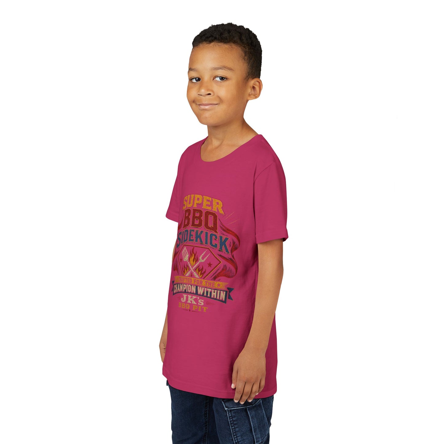 Youth Tee - "Super BBQ Sidekick" Kids Grilling T-Shirt