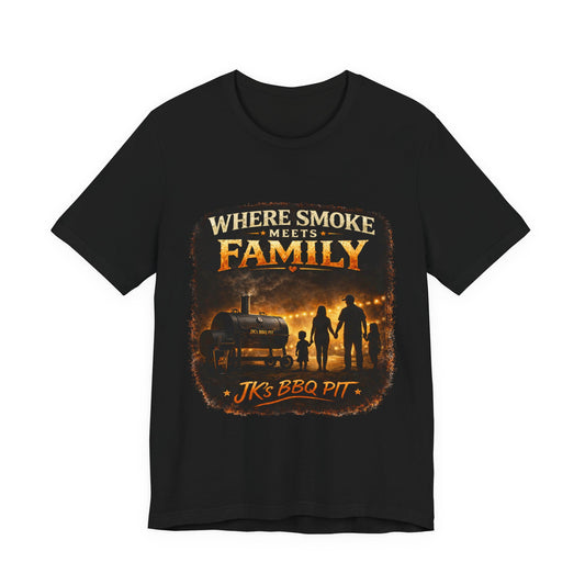 BBQ Family T-Shirt – “Where Smoke Meets Family” Grilling Tee