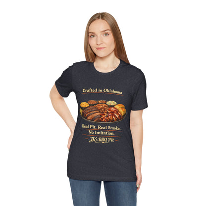 BBQ Pit T-Shirt — “Crafted in Oklahoma: Real Pit, Real Smoke”