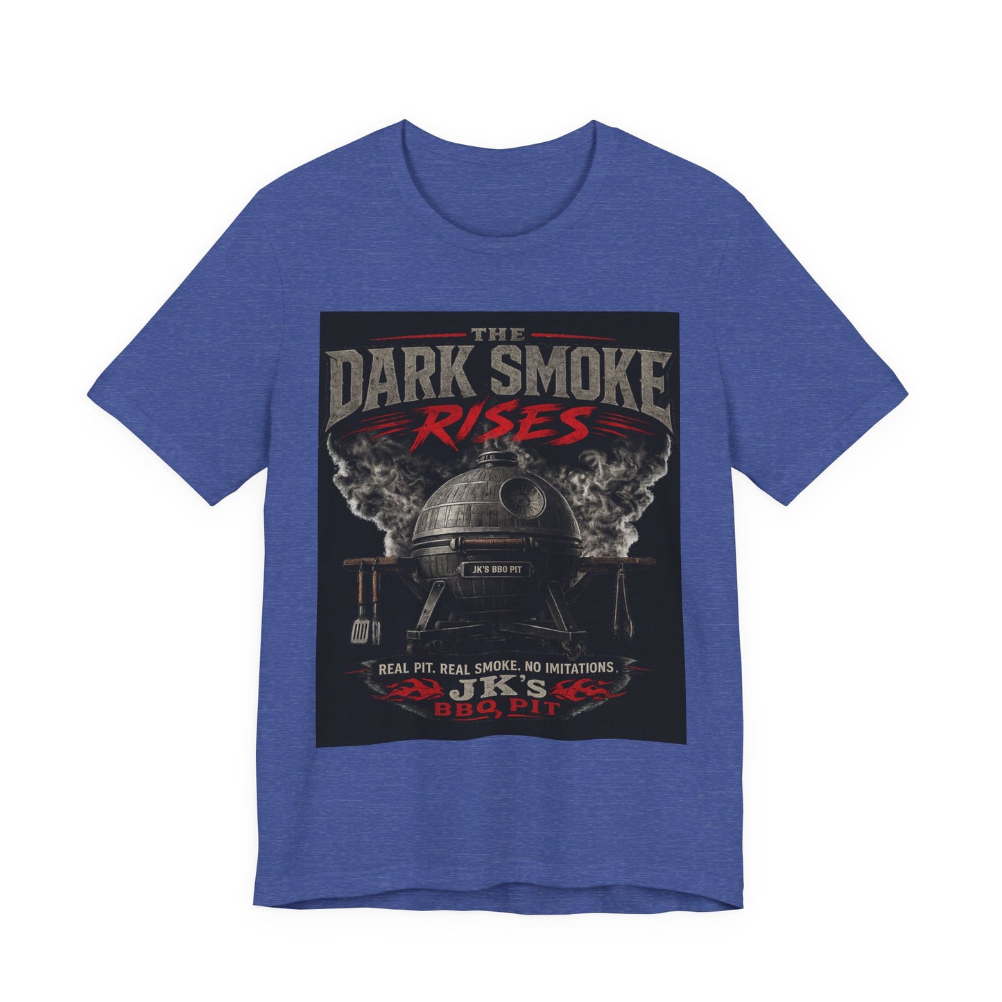 BBQ Grill T-Shirt — "The Dark Smoke Rises" Vintage Smoker Tee