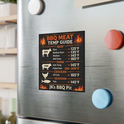 BBQ Meat Temp Guide Magnet — Grilling Temperature Chart for Beef, Pork, Chicken & Fish