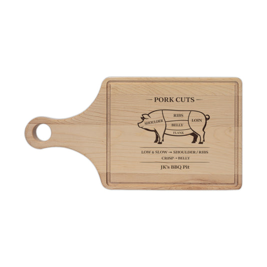Engraved Pork Cuts Wooden Cutting Board — Butcher Diagram Charcuterie Board