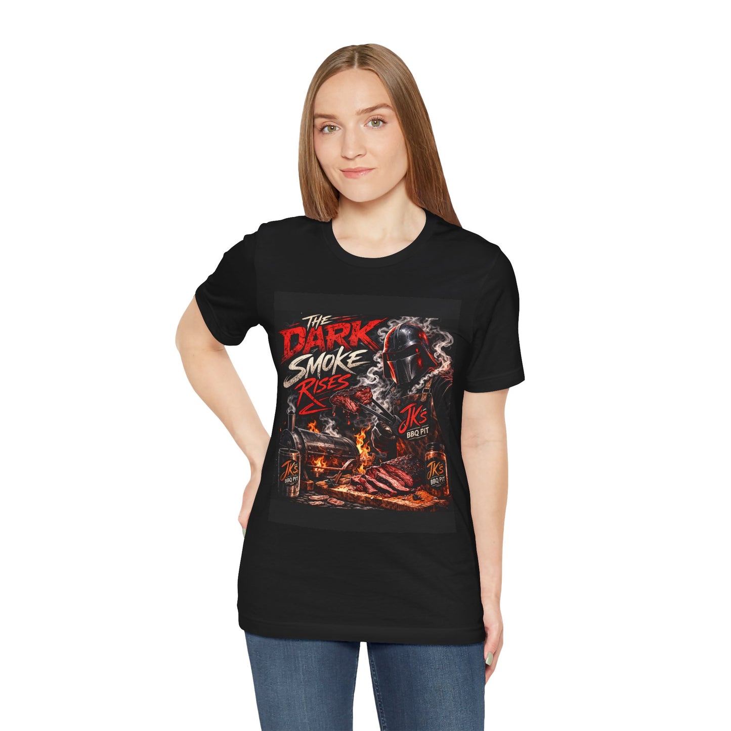 JK’s BBQ Pit “The Dark Smoke Rises” T-Shirt – BBQ Grunge Graphic Tee