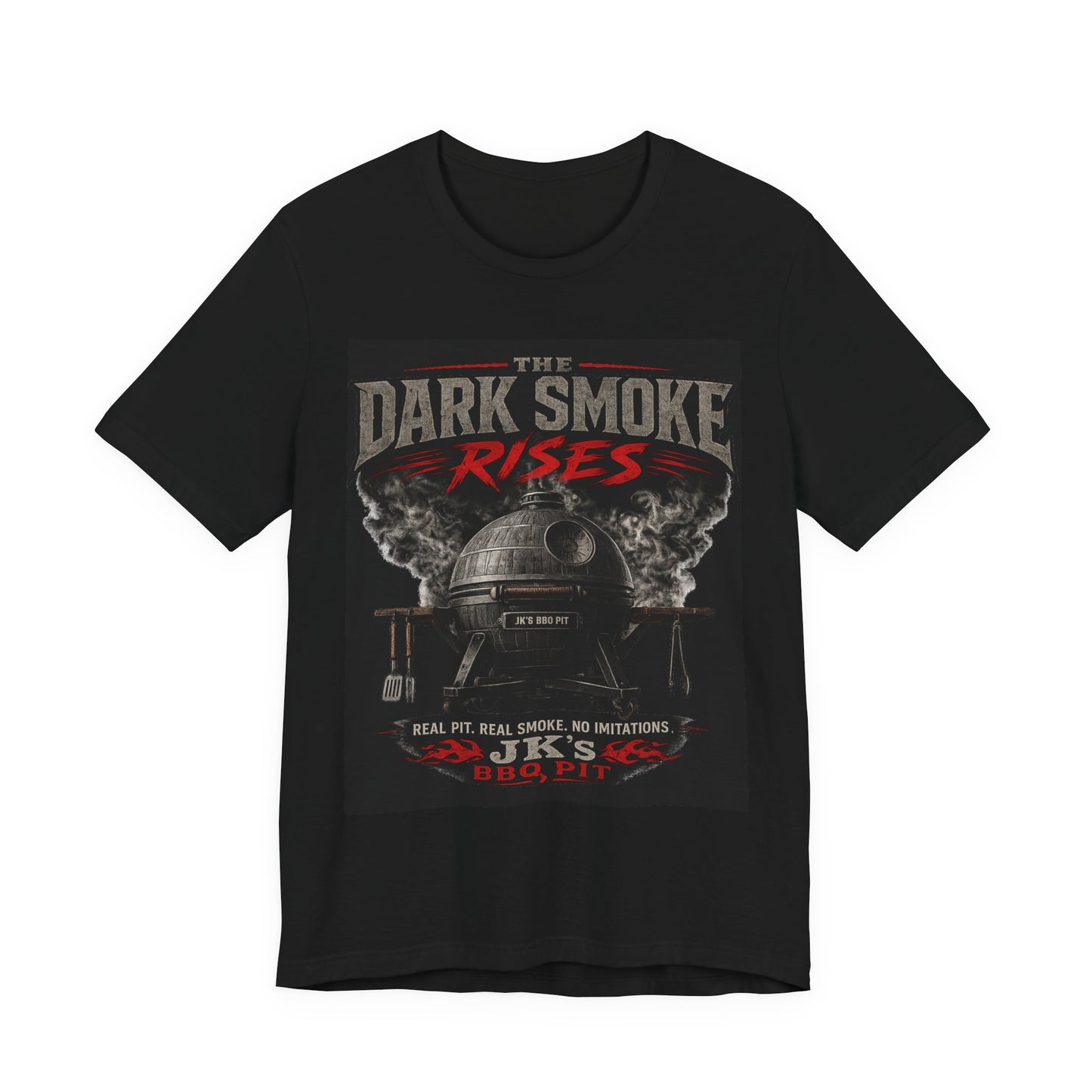 BBQ Grill T-Shirt — "The Dark Smoke Rises" Vintage Smoker Tee