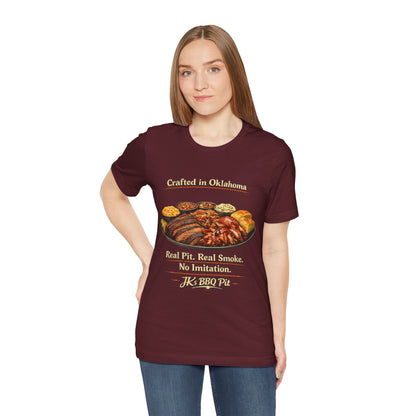 BBQ Pit T-Shirt — “Crafted in Oklahoma: Real Pit, Real Smoke”