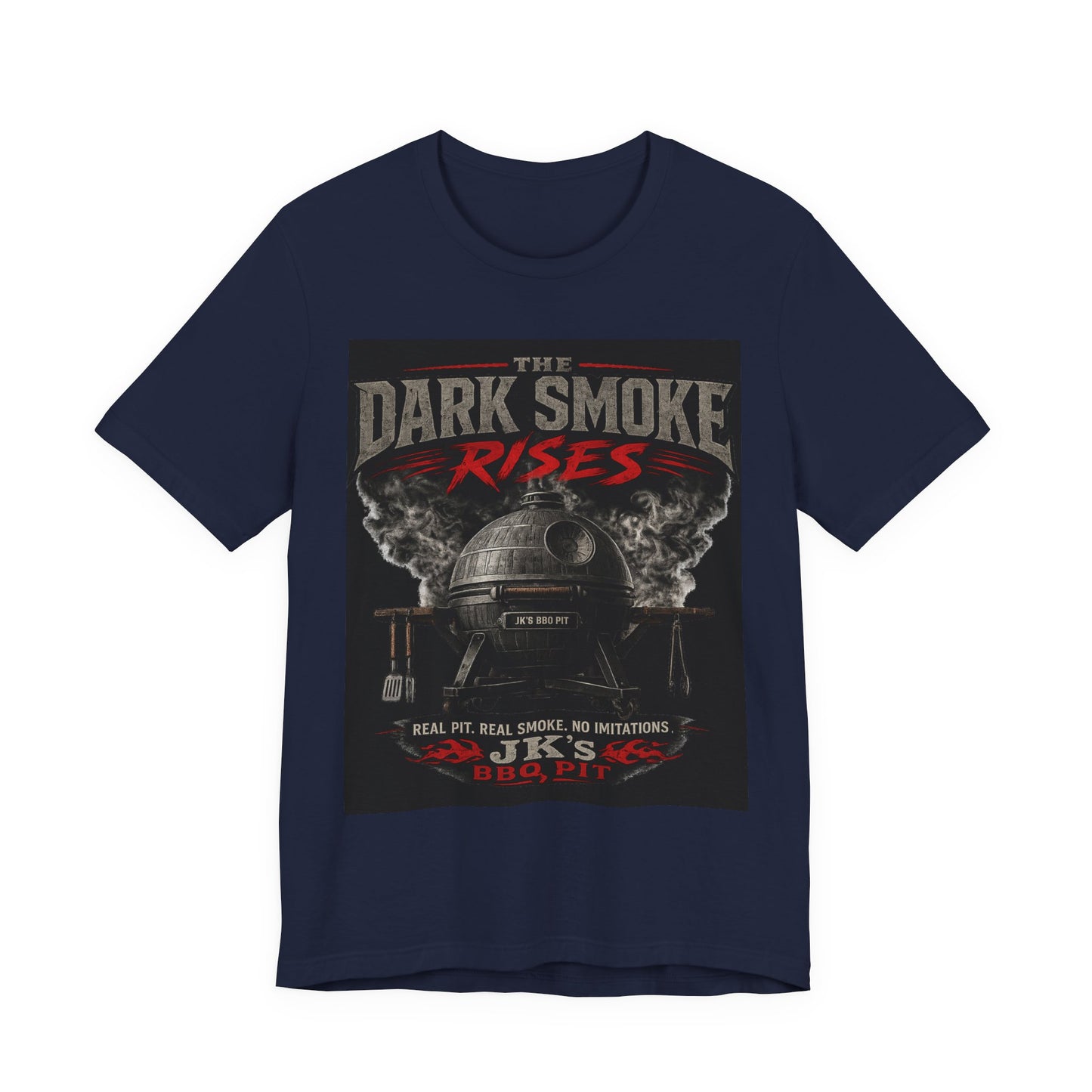 BBQ Grill T-Shirt — "The Dark Smoke Rises" Vintage Smoker Tee