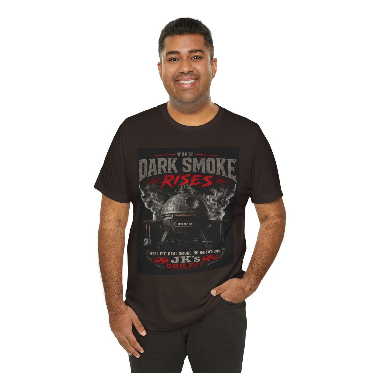 BBQ Grill T-Shirt — "The Dark Smoke Rises" Vintage Smoker Tee
