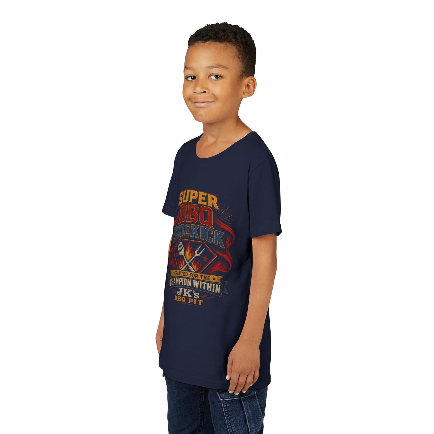 Youth Tee - "Super BBQ Sidekick" Kids Grilling T-Shirt