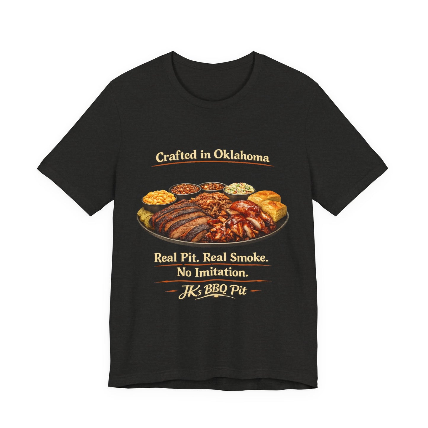 BBQ Pit T-Shirt — “Crafted in Oklahoma: Real Pit, Real Smoke”