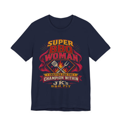 BBQ Woman T-Shirt — "Super BBQ Woman: Crafted for the Champion Within"
