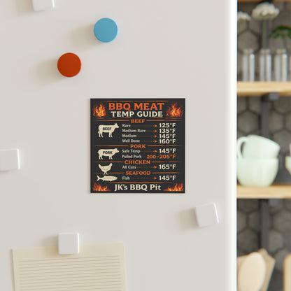 BBQ Meat Temp Guide Magnet — Grilling Temperature Chart for Beef, Pork, Chicken & Fish