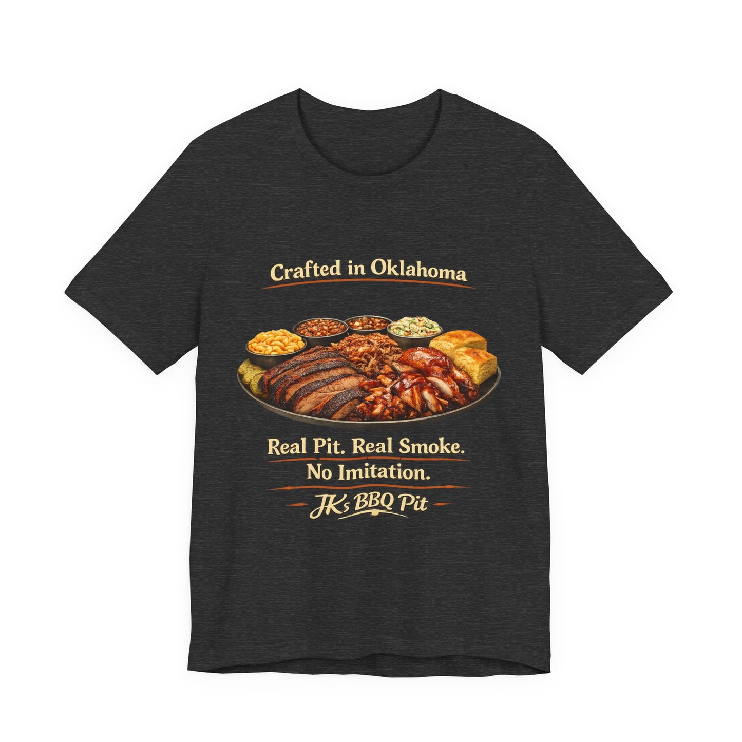 BBQ Pit T-Shirt — “Crafted in Oklahoma: Real Pit, Real Smoke”