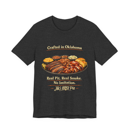 BBQ Pit T-Shirt — “Crafted in Oklahoma: Real Pit, Real Smoke”