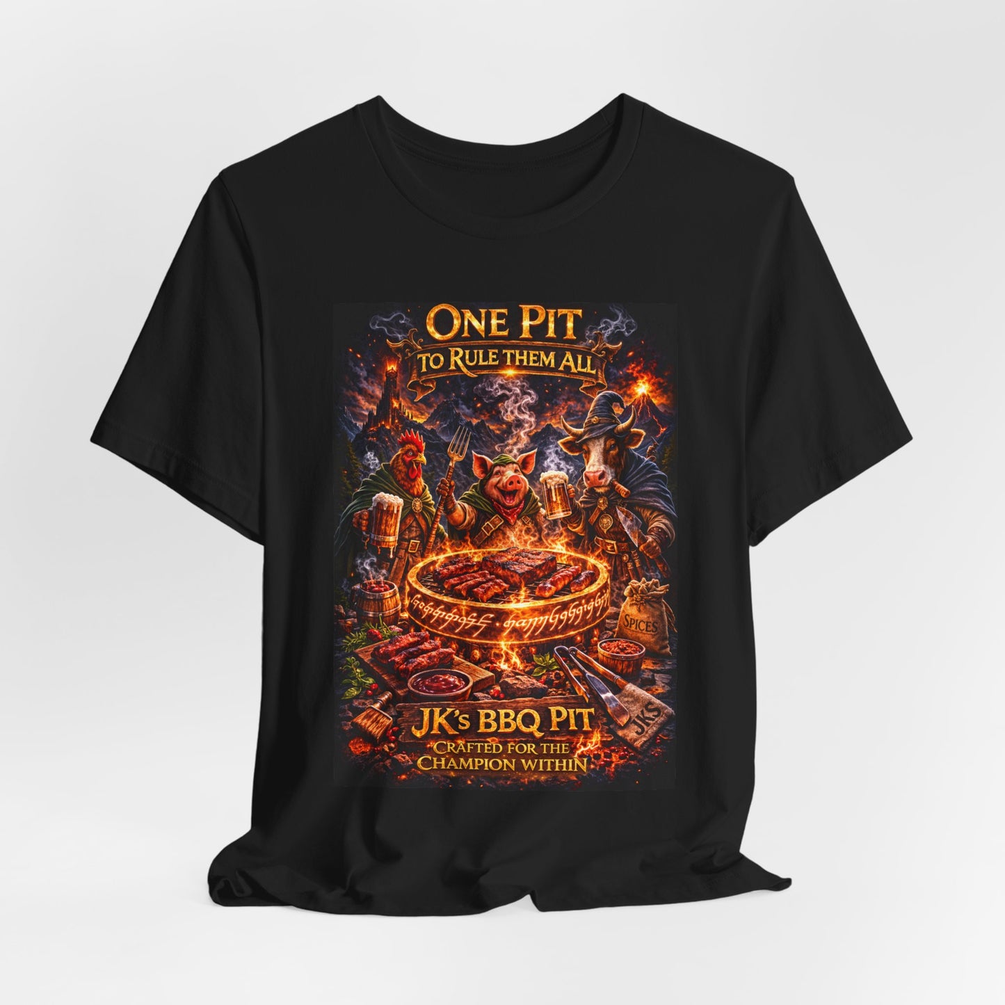BBQ Pit Grilling T-Shirt — "One Pit to Rule Them All" BBQ Champion Tee