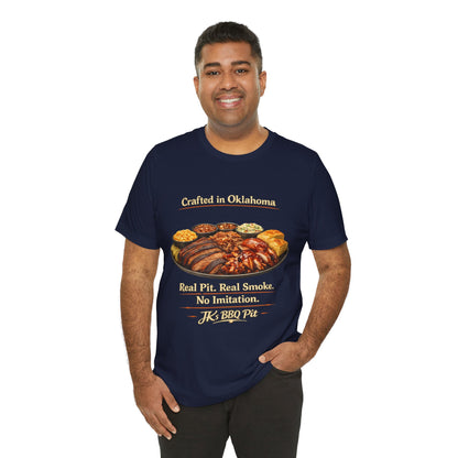 BBQ Pit T-Shirt — “Crafted in Oklahoma: Real Pit, Real Smoke”