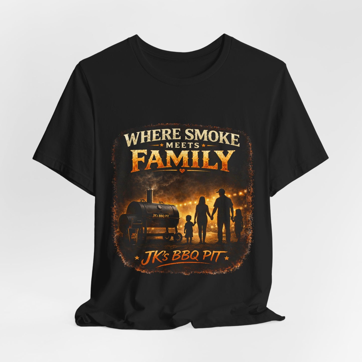 BBQ Family T-Shirt – “Where Smoke Meets Family” Grilling Tee