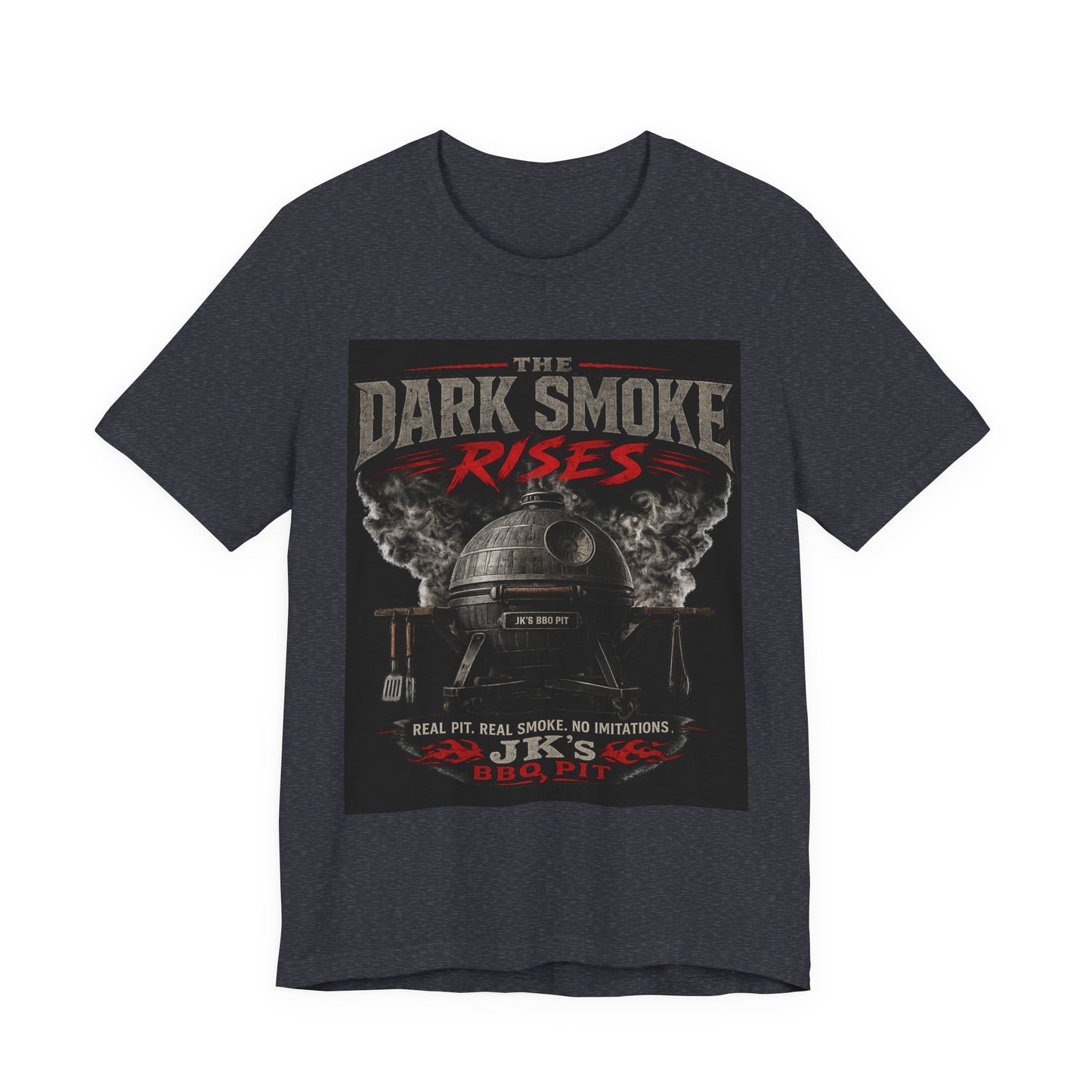 BBQ Grill T-Shirt — "The Dark Smoke Rises" Vintage Smoker Tee