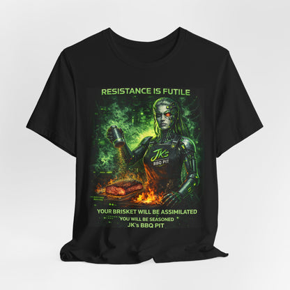 JK’s BBQ Pit “Resistance Is Futile” T-Shirt – Funny BBQ Pitmaster Tee