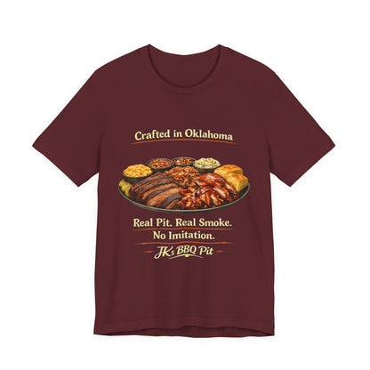 BBQ Pit T-Shirt — “Crafted in Oklahoma: Real Pit, Real Smoke”